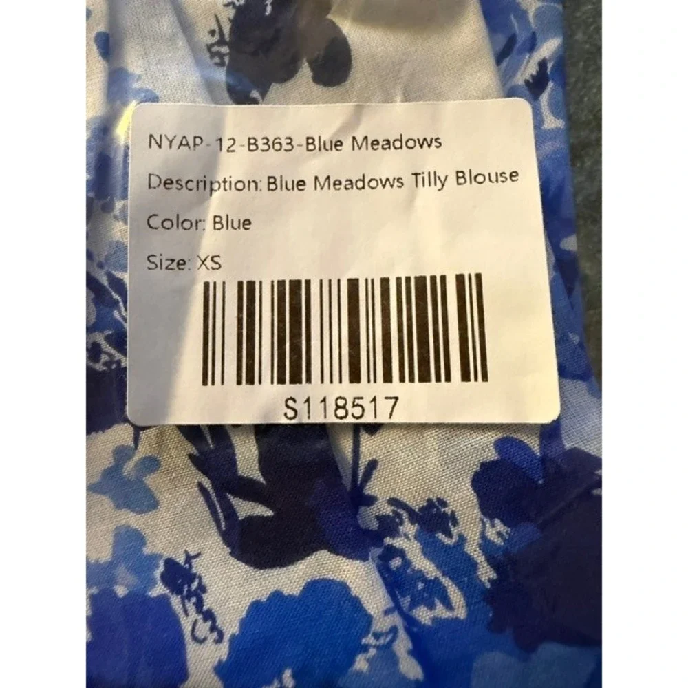 Tuckernuck Blue Meadows Tilly Blouse XS‎ NWT Floral Smocked Square Neck
